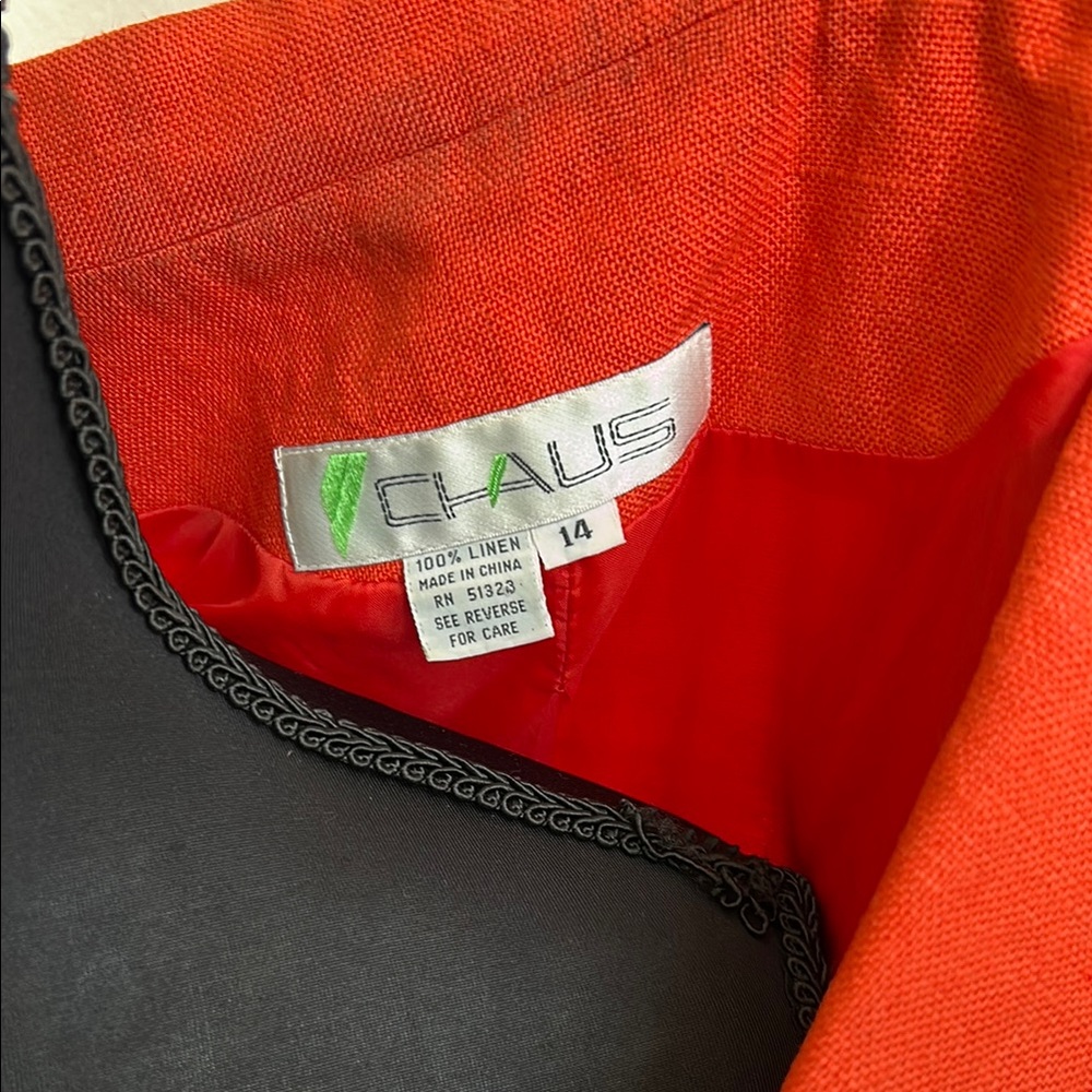 CHAUS LINEN Women's Orange button front Blazer - Picture 13 of 13